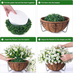 Ivydale Artificial Fake Hanging Flowers Plants Baskets for Outdoor Spring Summer Decoration, Faux Silk White Morning Glory Look Real UV Resistant for Outside Porch Patio Balcony Yard Front Door Garden