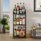 KLM Liquor Bottle Display Shelf, Liquor Cabinet bar for Home, 4 Step Liquor cabinetck, Mini bar,Liquor Cabinet, Home Retro Bar Shelf Stand for Liquor Whiskey, Spirits.(Black