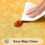 Smiry Rectangle Waterproof Heavy Duty Vinyl Tablecloths, 52 x 70 Inch | Wipeable Washable Floral Embossed Table Cover for Kitchen and Dining Room, Indoor & Outdoor Use, Mustard Yellow