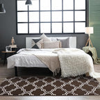 Chicrug Shag Geometric Modern Runner Rug for Bedroom, 2x6 Feet Memory Foam Indoor Hallway Runner Carpet, Fluffy Rug for Living Room Bedside Room Decor for Family, Brown/White