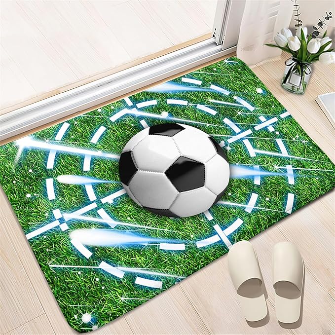 Football Rug for Boys Room - Soccer Rug for Boys Room Football Printed Rug for Kids Room Football Decor for Boys Bedroomsports Ball Doormat for Living Room Bedroom,2'×3'