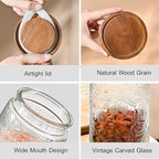 32oz Vintage Glass Jar With Lid, Glass Storage Containers, Airtight Kitchen Storage Containers For Sugar, Coffee, Tea, Spice, Flour, Candy Cookie, Pasta, Cereal, Cute Decorative Jars