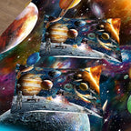 Tailor Shop Universe Galaxy Comforter Set for Girls Boys Kids Galaxy The Planet The Earth Astronaut Stars Outer Space Bedding Set Queen Size with 1 Comforter 2 Pillowcases,18…