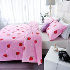 SDY 3PCS Strawberry Comforter Set Queen, Strawberry Queen Size Bedding Set, Kawaii Bed Set Kids Comforter Set, Cute Pink Bedding Room Decor for Girls, Children, Teen…