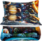 Tailor Shop Universe Galaxy Comforter Set for Girls Boys Kids Galaxy The Planet The Earth Astronaut Stars Outer Space Bedding Set Full Size with 1 Comforter 2 Pillowcases,18………