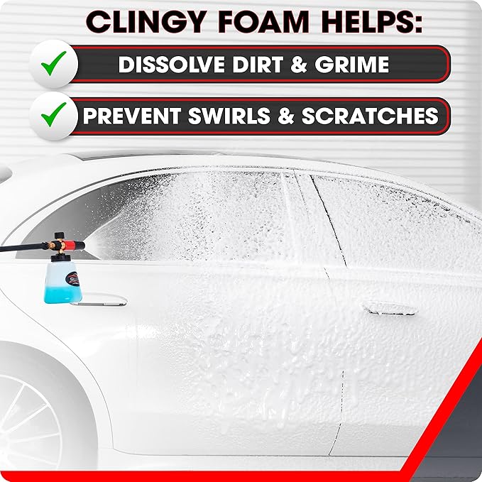 Swift Premium Foam Cannon for Pressure Washer – Heavy Duty Foam Sprayer for Car Wash | ¼ Inch Quick Connector | Adjustable Wide Mouth for Extra Thick Snow Foam | Holds 1 Liter of Soap!