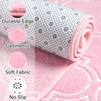 Chicrug Shag Geometric Modern Area Rug for Bedroom, 4x6 Feet Memory Foam Indoor Carpet, Fluffy Rug for Living Room Bedside Room Decor for Family Girls Kids Nursery Play Mat, Pink/White