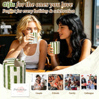10 oz Ceramic Coffee Mug with Sip Hole & Silicone Sleeve, Green | Cute Hand-Painted Striped Porcelain, Gift for Coffee Lover, Cold & Hot Drinks, Microwave & Dishwasher Safe