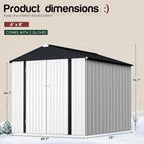 GUNJI 6 x 4 FT Shed Outdoor Storage Shed Metal Garden Shed with Lockable Door Outside Waterproof Tool Shed for Backyard, Patio, Lawn (White)
