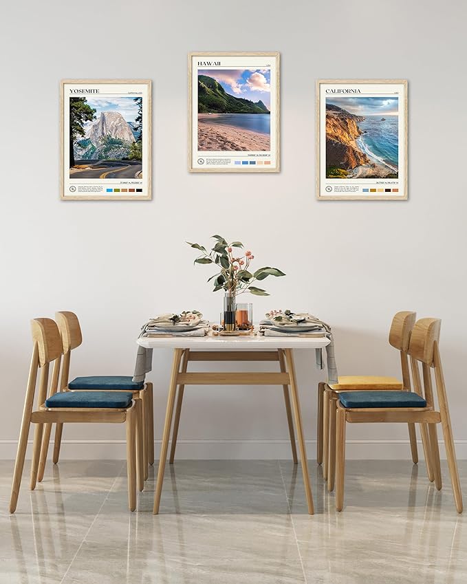 HesenDot Natural OAK Wood Yosemite National Park Framed Wall Art,12x16in Natural Scenery Canvas Wall Print,Classic Urban Landmark Wall Decor for Living Room,Bedroom,Office Gallery Gifts Set of 1