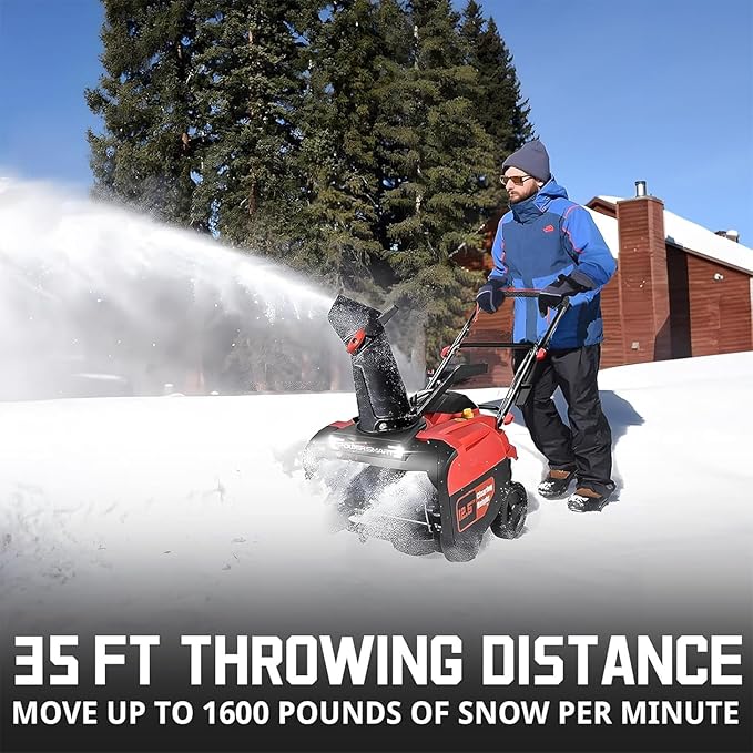 PowerSmart Single-Stage Gas Snow Blower with Electric Start, 21-Inch, 212cc 4-Stroke Engine, LED Light