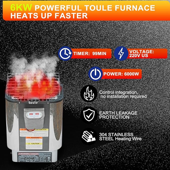 Outdoor Barrel Steam Sauna, 4-6 Person Wood Sauna Room with 220V，6kw Toule Sauna Heater with Sauna Stone, Canadian Helmock Wooden Sauna, Sauna Accessories and Asphalt Shingle Roof (Helmock)