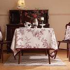 ISAENNE Designer Vintage Linen Rectangular Tablecloth,Red Floral Pattern Linen Stain Resistant Table Cloth,Decor Tablecloths for Dining Thanksgiving Kitchen Tea Party,55"*87"-Harmony