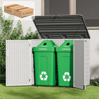 ZZM Large Outdoor Storage Shed, 48 Cu Ft Resin Versatile Storage Cabinet for Patio Accessories, Trash Cans & Garden Tools, Durable Horizontal Storage Box with Lockable Lid (White)