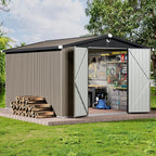 10x12 FT Outdoor Storage Shed,Metal Tool Sheds,Waterproof Outside Storage Shed,Large Storage Building with Lockable Door