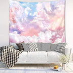 HVEST Pink Cloud Tapestry Colorful Abstract Clouds Natural Landscape Tapestries Wall Hanging for Bedroom Living Room Teen Dorm Indie Decor Poster Blanket,92.5x70.9 Inch