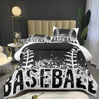 Bodhi Kids Comforter Twin,Boys Baseball Comforter Set,Teen Boy Bedding Set for Kids,Black and White Comforter Bedding Set with Pillowcases,Sports Baseball Bedding Set