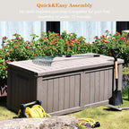 Modern-Depo 120 Gallon PP Deck Box Waterproof Outdoor Storage Box with Lockable Lid, Bench Organization Container for Patio Furniture Cushions, Garden Tools, Pool Supplies, Gray