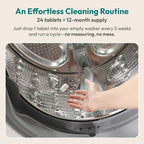 FEBU Washing Machine Cleaner Tablets Made in USA | Washer Machine Cleaner & Deodorizer | Removes Gunk & Grime | 7 Natural, Biodegradable, Plant-Based Ingredients | 24 Tablets - 12 Month Supply