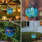 VCUTEKA Hanging Solar Lanterns Mosaic Solar Lights with Hook Up, Outdoor Garden Lights Decor for Yard Tree Fence Patio