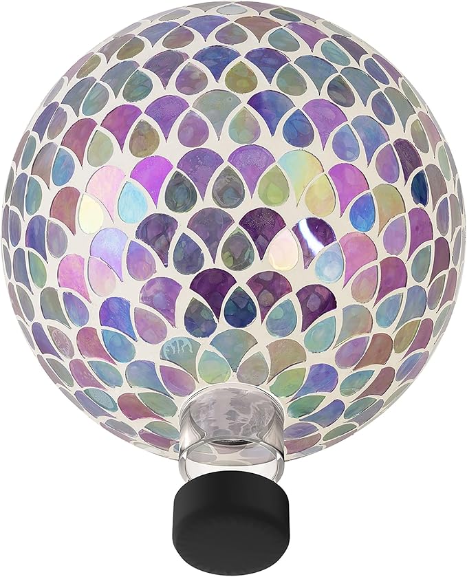 Alpine Corporation HGY438 Outdoor Mosaic Glass Gazing Globe with Colorful Teardrop Design, 10" Diameter, Multicolor