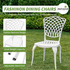 3 Piece Outdoor Bistro Set, Cast Aluminum Bistro Table and Chairs, Rust-Resistant Patio Furniture Set, White Bistro Set 3 Piece Outdoor for Garden, Backyard, Balcony