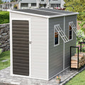 CDCASA 4x8 FT Resin Lean to Shed, Waterproof Outdoor Storage Shed with Floor and Adjustable Openable Windows,Outside Plastic Tool Shed for Backyard Garden Patio Lawn