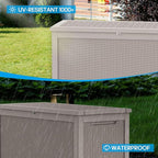 320 Gallon Large Deck Box,Resin Outdoor Storage Box with Lockable for Patio Furniture, Pool Accessories, Garden Tools Waterproof Outside Storage Box, Grey Pattern