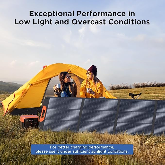 220 Watt Portable Solar Panel for Power Station,Camping Essentials,18.6V Foldable Solar Charger with Solar Cable 23.5% High Efficiency IP67 Waterproof 4 Kickstands for Camping RV Blackout