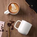 AmorArc 14oz Coffee Mugs Set of 6, Speckled Ceramic Coffee Mugs with Large Handle & Wavy Rim for Latte/Hot Cocoa/Tea, Coffee Cups for Men Women. Oven, Dishwasher&Microwave Safe, Speckled White