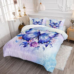 Datura home Kids Comforter Set Butterfly Printed Pattern Bedding Set with 1 Comforter and 2 Pillowcases for Girls Boys Bedroom All Season(Butterfly3 Twin)