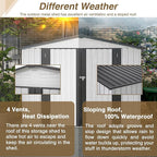 6x8 FT Outdoor Storage Shed, Metal Garden Shed with Lockable Hinged Doors, Outside Tool Shed with Sloped Roof & 4 Air Vents, Waterproof Storage Building for Backyard, Patio, Lawn, White
