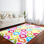 Tepook Fluffy Colorful Rug for Kids, Shaggy Soft Rainbow Area Rugs for Girls Bedroom, Indoor Modern Geometric Moroccan Rugs Plush Girls Kids Rug for Playroom Teens Room Nursery Home Decor, 3 X 5 ft