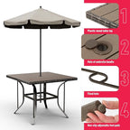 Pamapic Patio Table and Chairs Set, All-Weather Rattan Outdoor Table and Chairs with Removable Waterproof Cushions, Plastic-Wood Patio Dining Set for 4 with Umbrella Hole(Gray)