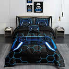 6 Pieces Gaming Bedding Set for Boys Gamer Comforter Set Full Size,Game Controller Comforter for Boys Kids Teen 3D Gamepad Microfiber Bedding Sets 6 Pieces Bed in A Bag Sets-H50022,Full