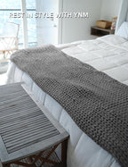 YnM Chunky Throw Blanket, Medium-Weight, Hand Knitted, Skin Friendly, Ventilated and Breathable, Machine Washable, Home Décor Piece for Couch, Sofa and Bed (Charcoal Grey, 50x70 Inch)