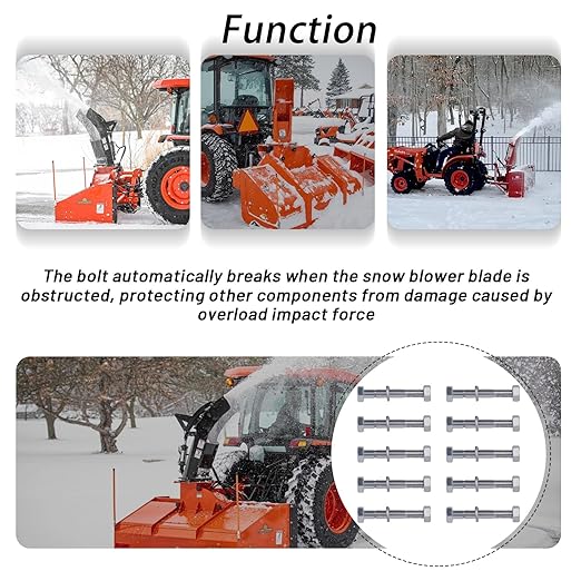 70060-01338 (10 Pack) Snowblower Shear Bolts Compatible with Kubota Snowblower BX2750D Front snowblower(Shear Bolt:5/16" x 2-1/4")