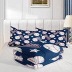 3D Baseballs Comforter Full Size,Blue Baseball Kids Comforter Set,3Pcs Bedding Set Printed Comforter with 2 Pillowcases,Down Alternative,Soft and Lightweight,for All Seasons