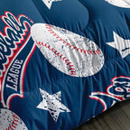3D Baseballs Comforter Full Size,Blue Baseball Kids Comforter Set,3Pcs Bedding Set Printed Comforter with 2 Pillowcases,Down Alternative,Soft and Lightweight,for All Seasons