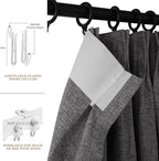 100% Blackout Linen Textured Drapes for Bedroom Pinch Pleated Curtains for Track System Portable Drapery for Sliding Glass Door/Storage/Space Room Divider, 70" Wx96 L, 1 PC, Natural Grey