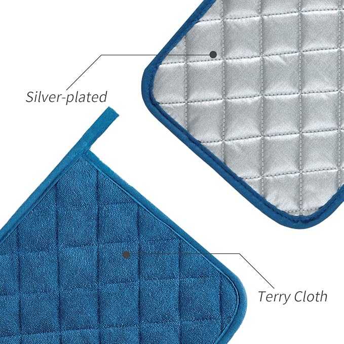 Joyhalo 5 Pack Pot Holders for Kitchen Clearance | Cotton Made, Machine Washable, Heat Resistant Potholder, Hot Pads, Trivet for Cooking and Baking, Federal Blue