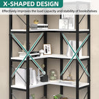 YITAHOME Corner Bookshelf, 5-Tier L-Shaped Bookcase Storage Organizer, Tall Open Display Freestanding Storage Rack Modern Book Shelf for Living Room, Bedroom, Home Office, White