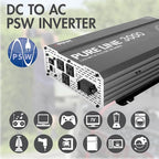 Wagan EL3810 Pure Line 3000 watt Power Inverter 6000 Watt Peak Surge Power DC 12V to 110V AC Car Inverter ETL Certified