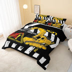 Excavator Comforter Twin Size,Construction Truck Comforter Set for Kids Teens Boys Girls,3Pcs Bedding Set Printed Comforter with 2 Pillowcases,Soft and Lightweight(Black，Twin Size)