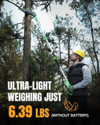 WORKPROX Cordless Pole Saw with Battery, 20V 4.0Ah Battery Powered 8 Inch Electric Pole Chainsaw, 4000mAh Power Bank with Quick Charge 3.0, Lightweight, 9.2 FT Max Reach Pole Saw for Tree Trimming