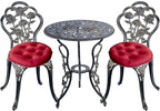 Mandolin Patio Table and Chairs,5 Piece Outdoor Dining Set,Rust-Resistant Cast Aluminum Bistro Set with Cushion.Rose Design (Copper)