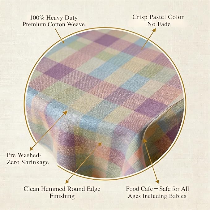 Urban Villa Tablecloth Cotton Tabletop 70 RD (4 Seats) Easter Checks