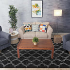 Chicrug Shag Geometric 4x6 Area Rug for Living Room, Large Modern Memory Foam Indoor Carpet, Fluffy Rug for Bedroom Bedside Room Decor for Family Girls Kids Nursery, Black/White