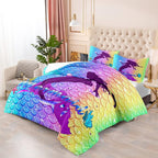 3Pcs Mermaid Comforter Set Queen Fish Scale Patterns Printed Queen Comforter Sets for Girls All Season Ultra Soft MIcrofiber Mermaid Bed Set Quilted Duvet with 2 Pillowcases, Queen Size