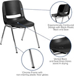 Flash Furniture HERCULES Series 661 lb. Capacity Black Ergonomic Shell Stack Chair with Chrome Frame and 16'' Seat Height